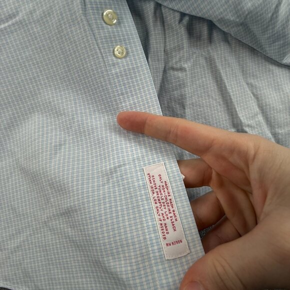 Brooks Brothers Non Iron Button Up Shirt Cotton Men 16.5 35 Madison Blue Check - Picture 12 of 16